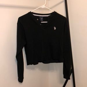 black cropped polo shirt